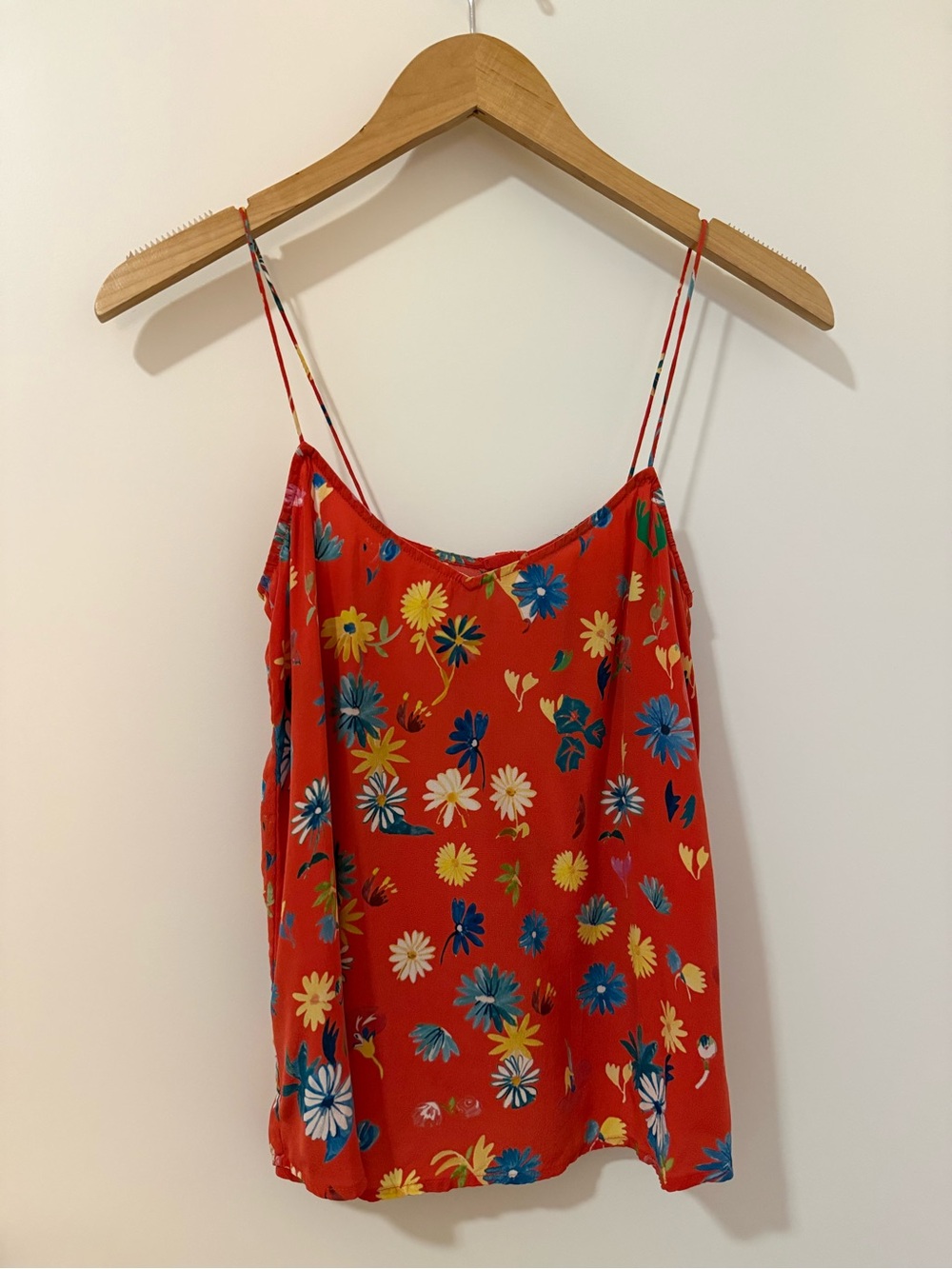 Sezane Red Floral Spaghetti Strap Cami